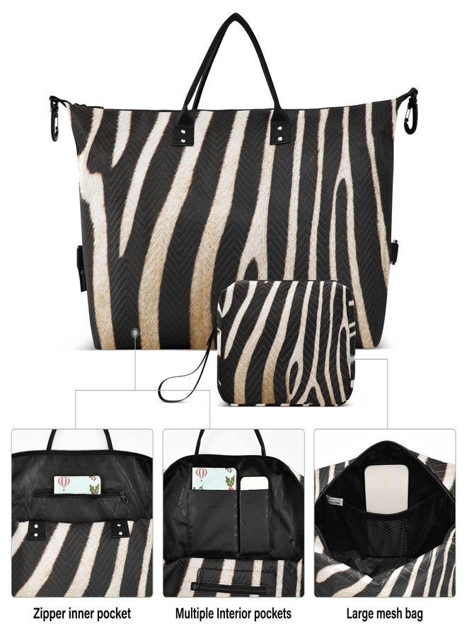 Aflyko Animal Print Travel Duffel Bag - Vintage Zebra Skin Sport Tote Gym Weekender Overnight Carry On Fitness Dance Go-To Daily Bag - Image 3